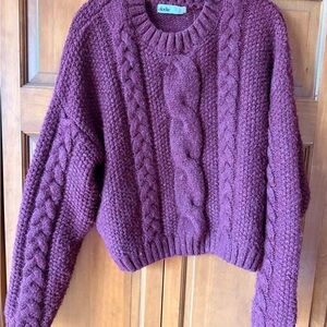 Elodie Women's Burgundy Chunky Crew Neck Sweater